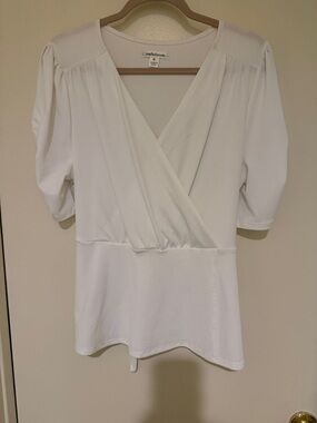 JohnPaulRichard White Wrap-Style V-Neck Blouse
